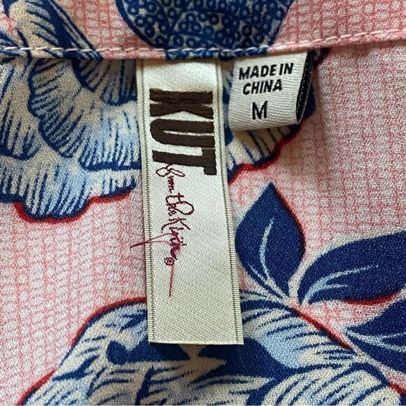 Kut From The Kloth Floral Pink/Blue Cold Shoulder Top Size Medium - Picture 3 of 11